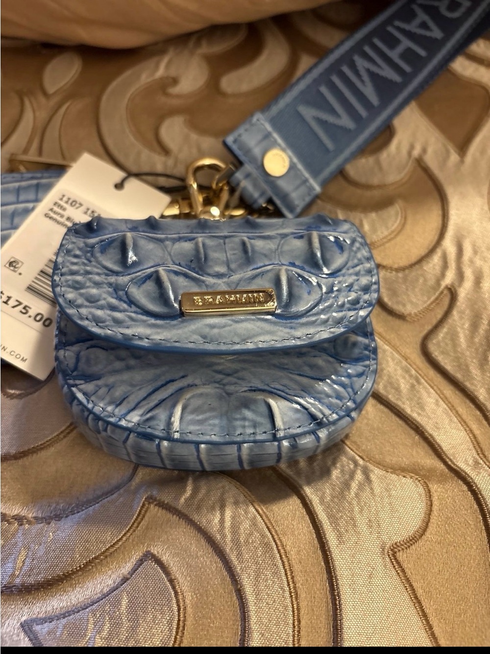 Brahmin Aura Blue Melbourne Etta Webbing Strap Wristlet NWT - Picture 2 of 6